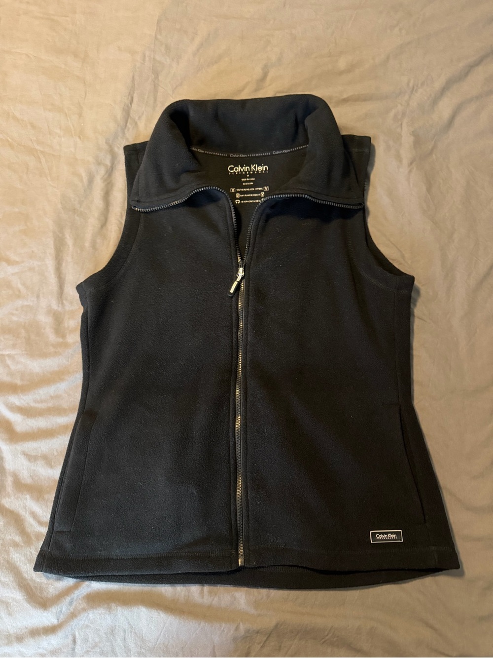 Calvin Klein Black Fleece Zip Front Vest - Picture 2 of 4